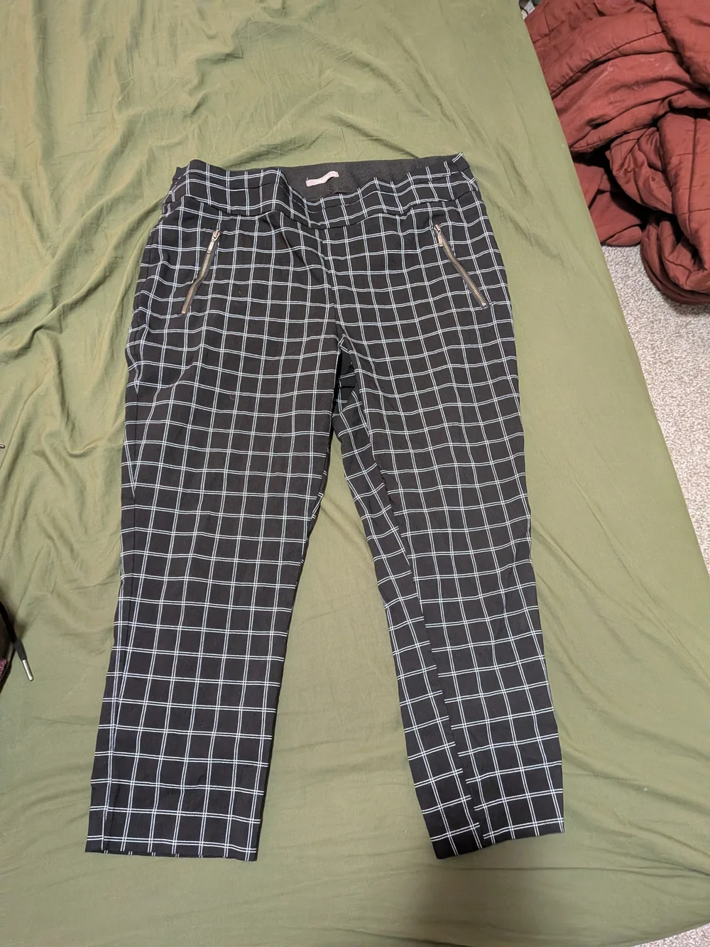 Old Navy Black Cropped Windowpane Ankle Pants